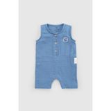 Little Gusto Organik Pamuk Bebek Salopet Mavi - 6 - 9 Ay