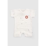 Little Gusto Organik Pamuk Bebek Şort Tulum Beyaz - 6 - 9 Ay