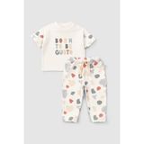Little Gusto Organik Pamuk Bebek Takımı Born To Be Gusto - Renkli - 9 - 12 Ay