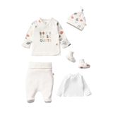 Little Gusto Organik Pamuk Hastane Çıkış Seti, 5 Parça, Patikli Pantolon, Zıbın, Şapka, Patik, İçlik (Bebek, Animal, 3-6 Ay)