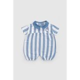 Little Gusto Organik Pamuk Müslin Bebe Yakalı Tulum Mavi Çizgili - 1 - 2 Yaş