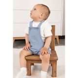 Little Gusto Organik Pamuk Müslin Bebek Mavi Şort Salopet Kolsuz Günlük Kullanım İçin Rahat Fit - 1 - 2 Yaş