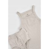 Little Gusto Organik Pamuk Pointel Bebek Bej Atlet Bloomer Takımı - 6 - 9 Ay