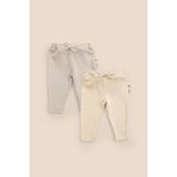 Little Gusto Sophie La Girafe Organik Pamuk 2'li Bebek Pantolonu - Sarı - Bej - 18 - 24 Ay
