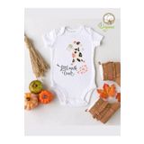 Little Milk Love Inek Desenli Organik Kısa Kol Çıtçıtlı Bebek Body 5481LITTLEMILK