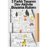 Little One 3 Farklı Tema Kreş Ve Okul Için Aktivite Rulo Boyama Kağıdı - 62 Cm X 7.5 Metre Dev Rulo