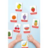 Little One Ahşap Eğitici Kartlar Meyveleri Öğreniyorum Ingilizce Öğrenme Kartları Flash Cards