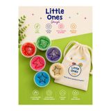 Little Ones Dough Doğal Oyun Hamuru - 6'lı Simli Doğal Renkli Oyun Hamuru Seti - 6*150 gram Şeffaf Kutuda