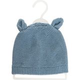 Little Plane %100 Pamuk Kulaklı Triko Erkek Bere Erkek Bebek - Standart - Açık Mavi