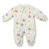 Little Plane Erkek Bebek Uyku Tulumu Hayvan Baskılı Fermuarlı Bisiklet Yaka Long Sleeve Patiksiz - Mint
