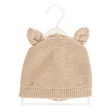 Little Plane Unisex Bere Triko Pamuklu Kulaklı Bej - Kahverengi