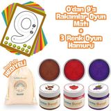 Little Play Dough - 0’dan 9’a Sayı Oyun Matları, 3 Renkli Doğal Oyun Hamuru, 3X150GR, Kahverengi, Kırmızı, Mor - Çok Renkli
