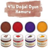 Little Play Dough - 4'lü Doğal Oyun Hamuru - 4*150GRAM - Kahverengi, Kırmızı, Mor, Turuncu - Çok Renkli
