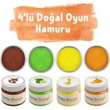 Little Play Dough - 4'lü Doğal Oyun Hamuru - 4*150GRAM - Kahverengi, Yeşil, Sarı, Turuncu - Çok Renkli