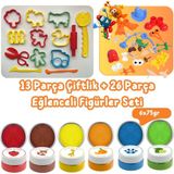 Little Play Dough Büyük Set 26 Parça Eğlenceli Figürler Seti + 13 Parça Çiftlik Hayvanları Oyun Hamuru Kalıbı+ 6 Renk Doğal Oyun Hamuru (Kırmızı, Kahverengi, Sarı, Turuncu, Mavi, Yeşil) - Çok Renkli