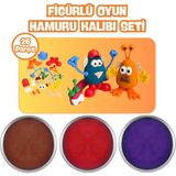 Little Play Dough - Yaratıcı Figürlü Doğal Oyun Hamuru Kalıbı Seti - 3X150GR Doğal Oyun Hamuru - Kahverengi,kırmızı,mor - Çok Renkli
