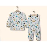 Little Pumpkin Mevsimlik Erkek Çocuk Dinazor Desenli Pijama Takımı - 002- Beyaz - 3 - 4 Yaş