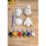 Little Pumpkin Uzay Temalı Taş Boyama Seti- 4 Büyük Figür- 6 Renk 3ml Boya+ 1 Adet Fırça - Beyaz