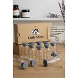 Little Shine Dekoratif Cam Şişe Çok Amaçlı Cam Flakon 10 ml Hediyelik Süs Hatıra Saklama Şişesi Plastik Tıpalı - 12 Adet