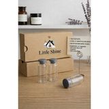 Little Shine Dekoratif Cam Şişe Çok Amaçlı Cam Flakon 10 ml Hediyelik Süs Hatıra Saklama Şişesi Plastik Tıpalı - Beyaz - Şeffaf - 3 Adet - 11 ml
