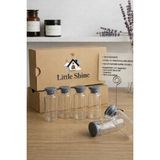 Little Shine Dekoratif Cam Şişe Çok Amaçlı Cam Flakon 10 ml Hediyelik Süs Hatıra Saklama Şişesi Plastik Tıpalı - Beyaz - Şeffaf - 6 Adet - 11 ml