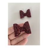 Little Sparkle Co. Bordo Glitter Klips Toka Seti 2’li -Bebek&Kız Çocuk İçin -Fiyonk Model