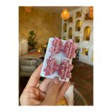 Little Sparkle Co. Pembe Glitter Fiyonklu Klips Toka Seti 2’li | Işıltılı Parlak Kız Bebek Çocuk Saç Tokası