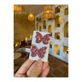 Little Sparkle Co. Pembe Glitter Kelebek Klips Toka 2’li Set – Işıltılı Bebek ve Çocuk Saç Aksesuarı