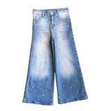 Little Star Kız Çocuk İnci ve Taşlı Jean Pantolon