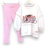 Little Tortoise Fırfırlı Omuz Detaylı Yumuşak Rahat Kalıp Kız Çocuk Taytlı Sweatshirt Takım - 3 - 4 Yaş - Renkli