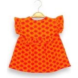 Little Tortoise Kız Bebek Etnik Desenli Renkli Elbise - 6 - 9 Ay - 3B2-Turuncu