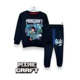 LİTTLE TORTOİSE Minecraft Game Desenli Mavi Renkli Erkek Çocuk Şardonlu Sweatshirt Takım