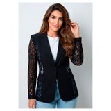 Little Visqon Kadın Dantel Detaylı Atlas Kumaş Blazer Şık Ceket