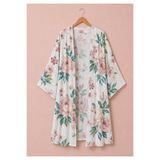 Little Visqon Kadın Yazlık Rahat Kesim Desenli Viskon Kumaş Kimono