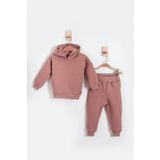 LittlePoffy Çocuk Kapüşonlu Oversize Alt Üst Bebek Çocuk Eşorfman Takımı 3 iplik Kalın Kumaş İçi Tüylü Şardon