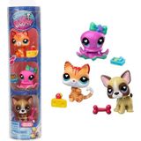 Littlest Pet Shop Minişler 3’lü Figür Seti S4 - 254&255&256 Kedi-Ahtapot-Boston Terrier Köpek - Renkli