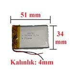 Lityum Polimer Pil 3.7V 750 Mah