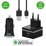 Lityus Şarj Paketi + Micro Usb Kablo (Siyah) - AKLTCS0201