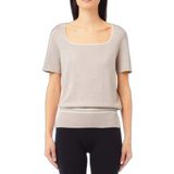 LIU.JO Kadın Regular Fit, Kare Yaka, Kısa Kollu T-Shirt, Bej, S