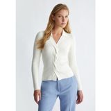 Liu Jo Kadın Slim Fit Uzun Kollu V Yaka Beyaz Kazak WF4016MS49I-10701