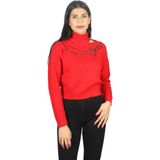 Liu Jo Kadın Uzun Kollu Desenli Balıkçı Yaka Rahat Kırmızı Kazak MF3093MA050-91757