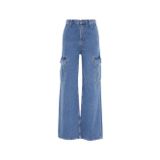 LIU.JO Kadın Yüksek Bel, Geniş Paça, Cepli, Relaxed Fit Jean, Mavi, 27 Beden