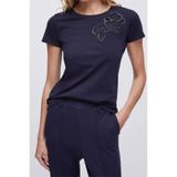 liu.jo Liu Jo Ecs T-Shirt Moda M/C Kadın Bisiklet Yaka T-Shirt Mavi