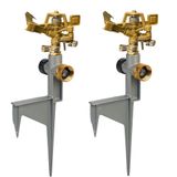 LIULO TOOL 2 Paket Çinko Alaşımlı Darbe Yağmurlama Sistemleri, Spike Tabanında Paslanmaz Çelik Titreşimli Su Yağmurlama Başlığı, Geniş Alan Veranda Avlu Çim Bahçe Sulaması için Ayarlanabilir Su