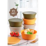LIUWA 6lı Saklama Kabı Seti,çerezlik.mama Kabı,piknik Kabı