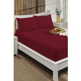LIV CALISTA 120x200 Lastikli Çarşaf Takımı Pamuklu Ranforce Nevresim Kumaşı Tek Kişilik 30 Cm Kenar Bordo