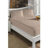 LIV CALISTA 120x200 Renkli Sıvı Geçirmez Pamuklu Kapitoneli Fitted Çarşaflı Alez Yatak Koruyucu Tek Kişilik Bej