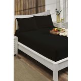 LIV CALISTA 140x200 Lastikli Çarşaf Takımı Pamuklu Ranforce Nevresim Kumaşı Çift Kişilik 30 Cm Kenar Siyah