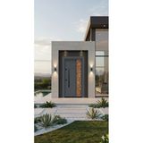 Liv Concept Liv Aksesuar Modern Lüks Villa Çelik Kapı - Antrasit Gri & Geometrik Ahşap Desenli