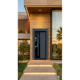 Liv Concept Lüks Villa Tipi Çelik Kapı | Parlak Siyah High Gloss & Hasır Desenli Pvc Kaplama | 110X210 Cm (Pervazdan Pervaza)